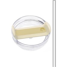 Mabeyn 1 Adet 40 Oz Tumbler Kapak – Stanley Quencher ile Uyumlu – Sızdırmaz Tasarım, Pipetli Kullanım Için Delikli Kapak + 30 cm Tritan Pipet – Krem