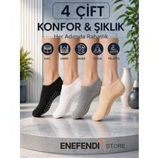 NF ND ENEFENDİ 4 Çift Kaydırmaz Unisex Yoga, Pilates, Tavaf Çorabı | Spor Patik Çorap Beyaz|Gri |Siyah |Bej 36-40