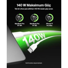 Mabeyn Boostcharge Pro 2’si 1 Arada 140 W Usb-C - Usb-C Şarj Kablosu, Örgülü Çift Şarj Kablosu, Akıllı Güç Paylaşımı ile Hızlı Şarj, Macbook,, Ipad,, ve Daha Fazlası Için, Beyaz