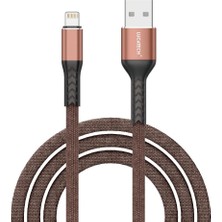 Mabeyn USB Lightning Örgülü Hızlı Şarj Kablosu - Kahverengi Kırılmaz Kablo