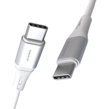 Mabeyn 2 Adet x 2metre Type C-C Kablo Seti, Wahoo, 60WATT Pd Hızlı Şarj, 15/16/17 ve Andoid Için, Beyaz/gümüş Metal