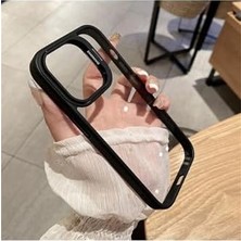 Mabeyn 11 Uyumlu Kılıf + Lens Koruyucu Standlı Kenarı Renkli Silikon Arkası Sararmaz Şeffaf Kapak