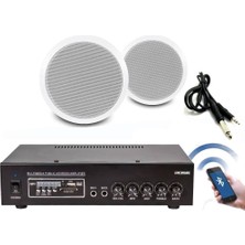 Rose Bluetooth Tavan Hoparlör Seti - 2 Adet 16CM Hoparlör + 1 Adet Amfi - Ev, Ofis, Mağaza Ses Sistemi