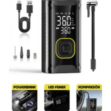 Enshall Yeni Model 3600 Mah Şarjlı Hava Pompası Araç Lastik, Bisiklet, Top Şişirme Oto Hava Kompresörü