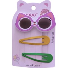 Famemus Accessory Renkli Tokalar ve Sevimli Kedi Gözlüğü Seti (3 Parça)