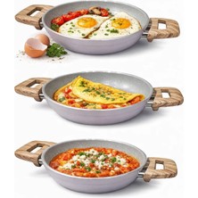 Optima Seradur 20 cm Seramik Sahan Yapışmaz Yumurta Omlet Tavası Ahşap Saplı Küçük Tava