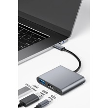 Thentech Type C Gigabit Ethernet Lan Ağ Adaptörü 3 Ü 1 Arada 4K HDMI USB Hub Görüntü Çoklayıcı Adaptör Seti