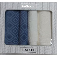 Özdilek Best Set Pastoral Krem-lacivert Hamam Seti  1512
