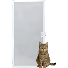 Kedi Tüllü Menteşeli Pencere Sinekliği Beyaz (En= 0-70 Cm. Boy= 0-130 Cm.) Istenilen Ölçüde