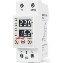 Elektrotek ETK-M1 Monofaze Tek Fazlı Gerilim Voltaj Akım Koruma Rölesi 63A | Ayarlanabilir | CE | 5 Yıl Garanti