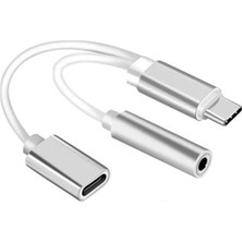 Thentech 2 In 1 Type-C To 3.5mm Aux Kulaklık ve Şarj Çoklayıcı Dönüştürücü Adaptör Hızlı Şarj Destekli Yeni