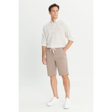 Altınyıldız Classics Erkek Bej Pamuklu Slim Fit Beli Bağlamalı Yan Cepli Esnek Şort