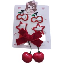 Famemus Accessory Sevimli Kız Kiraz Çocuk Tokası Seti – Kiraz Temalı (4 Parça)