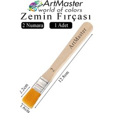 ArtMaster Zemin Fırçası 2 Numara 1 Adet Boya Fırçası Sentetik Ipek Uçlu Kıl Akrilik Guaj Yağlı Boya Fırçası Zemin Fırça No:2