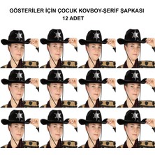 Elwes Kovboy Şerif Şapkası Siyah 12 Adet - Kostüm, Parti ve Gösteri Şapkası