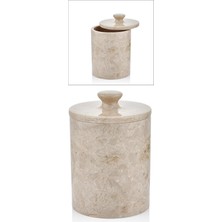 PremiumPort Şık Bej Mermer Desenli Çöp Kovası 15X15X23 cm