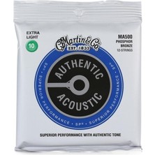 Martin & Co 41Y18MA500 Martin 12 Telli Akustik Gitar Tel Seti | Extra Light Kalınlık, Bronz Sarım, Esnek ve Canlı Tonlar