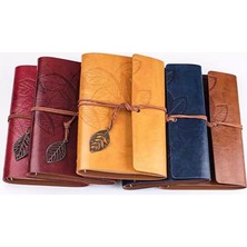 Elwes Yaprak Kabartmalı Deri Hatıra Defteri