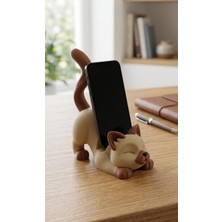 My Craft 3D MYCRAFT3D Kedi Figürlü Telefon Tutucu Stand - 3D Baskı Ofis Masaüstü Aksesuarı ve Biblo