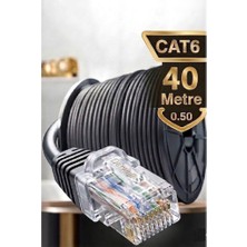 Derwell 40 Metre Dış-Iç Ortam Mekan Bakır Tel Cat6 Internet Kablosu Yüksek Hız 24 Awg 2 Katlı Ethernet Kablo