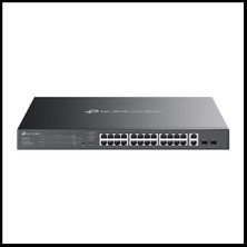 Omada ES228GMP, 28 Port Gigabit, 24 Port Poe+,  2 Port Gigabit Sfp, 384W, Yönetilebilir, Metal Kasa Rackmount Switch