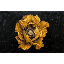 Gilded Obsidian Bloom — 3D Kabartmalı Premium Duvar Sanatı