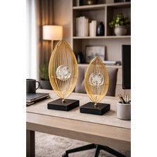 Mis Kitchen Lüks Gold Metal Biblo Kristal Taş Küreli Modern Salon ve Ofis Dekoru