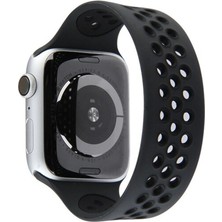 Hayat Store Apple Watch 42MM Ayarlı Delikli Silikon Kordon (Saat Değildir) - Siyah-Siyah
