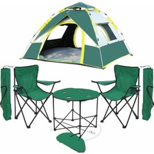 Özbience Yeşil 3 Kişilik Çadır ve Kamp Sandalyesi ile Masa Seti