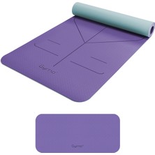 Gymo Hizalamalı 6mm Tpe Yoga Matı Pilates Minderi Diz Dirsek Koruyucu Matlı Set Lila Nane Yeşili