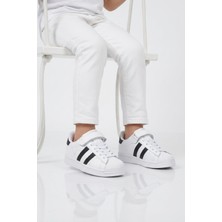 Cool Beyaz Siyah Cırtlı Hafif Unisex Çocuk Spor Ayakkabı Star F