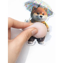 Ziventa 3D Kabartmalı Sukuşi Yumuşak Göbekli Shiba Inu Köpek Sticker Stres Alıcı Sıkılabilir Squishy