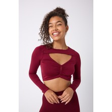 Forever More Kadın Uzun Kollu Göğsü Açık Dikişsiz Crop Top