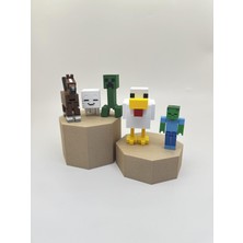 fyne Minecraft Figür Oyuncak Seti Grup1 | Creeper | Mutlu Ghast | At | Tavuk | Zombi | 6-9cm