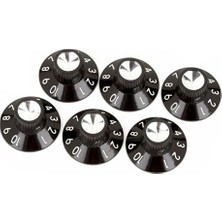 Fender 0990930000 Pure Vintage Black/silver Skirted Amfi Düğmesi (6 Adet) | Siyah/gümüş Renk, Klasik Fender Amfi Görünümü, Orijinal Restorasyon Parçası