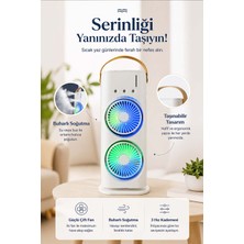 FaroxTech Masa Üstü Portatif Çift Fanlı Hava Soğutucu - Uzaktan Kumandalı, Buharlı Vantilatör ve Nemlendirici - LED Işıklı Mobil Klima