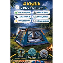 Özbience 4 Kişilik Otomatik Tenteli Kamp Çadırı, Portatif, Anti-Uv, Su Geçirmez, Outdoor