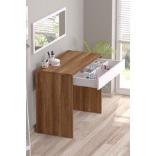 Bicabin Arya Novella Aynalı Bölmeli Organizer Çekmeceli Makyaj Masası -Barok/beyaz