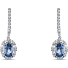 Lial Diamond 2.43 Karat Pırlanta Safir Küpe ,doğal Pırlanta, Sertifikalı Mücevher