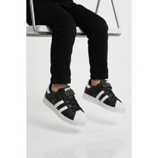 Cool Siyah Beyaz Cırtlı Hafif Unisex Çocuk Spor Ayakkabı Star F