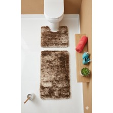 Eurobano Melody Premium Koleksiyon 2'li Set Banyo Paspası 100X100 60X60 Kaymaz Taban Yıkanabilir Banyo Seti