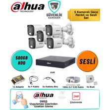 Dahua 5 Kameralı Gece Renkli Güvenlik Seti 2mp Sesli 500GB HDD 8 Kanal Xvr Ahd Kamera Sistemi