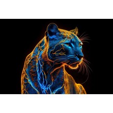 Neon Panther Pulse — 3D Kabartmalı Premium Duvar Sanatı