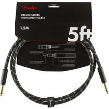 Fender 0990820093 Deluxe Düz/düz Uçlu Enstrüman Kablosu (1m) | Siyah Tweed Örgü Kaplama, Kısa Mesafe Bağlantılar Için Ideal, Kayıpsız Ses Aktarımı