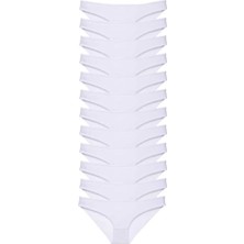 Modenya 12 Adet Süper Eko Set Likralı Kadın Slip Külot Beyaz