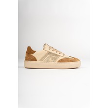 Tesla Shoes Hakiki Deri Bej Sneaker
