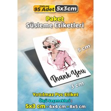 Sb Store Moda Kozmetik Ambalaj Hediye Paket Süsleme Etiketi  Model 155 - 95 Adet 5cm