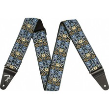 Fender 0990638073 Festival Mavi Mosaic Gitar Askısı | Dokuma Kumaş, Etnik Mozaik Desenli, Ayarlanabilir Uzunluk, Güvenli Deri Uçlar