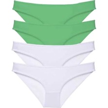 Modenya 4 Adet Eko Set Likralı Kadın Slip Külot Yeşil Beyaz