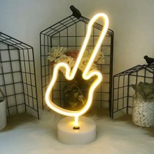 Elwes Neon Gitar Masa Lambası Pil+Usb